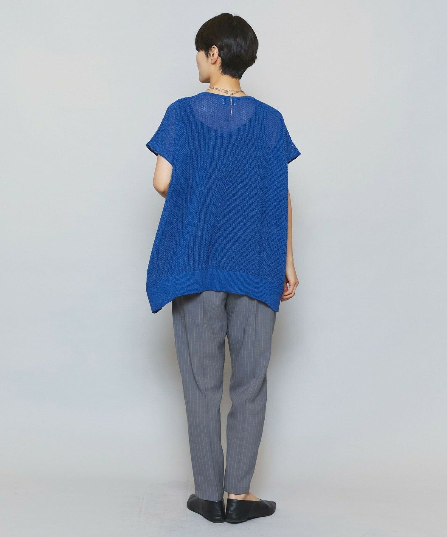 【MOGA】ソフトツイルストライプセンタープレステーパードパンツ 詳細画像 グレー系その他 9