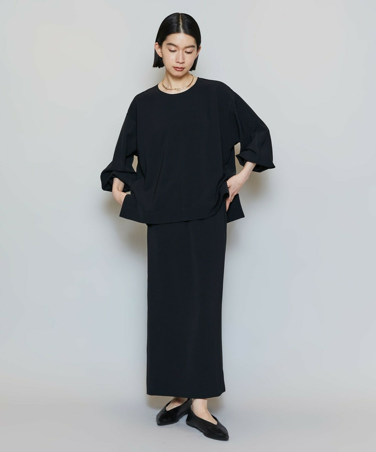 【MOGA】マカロンツイルストレートロングスカート 詳細画像 ベージュ 2