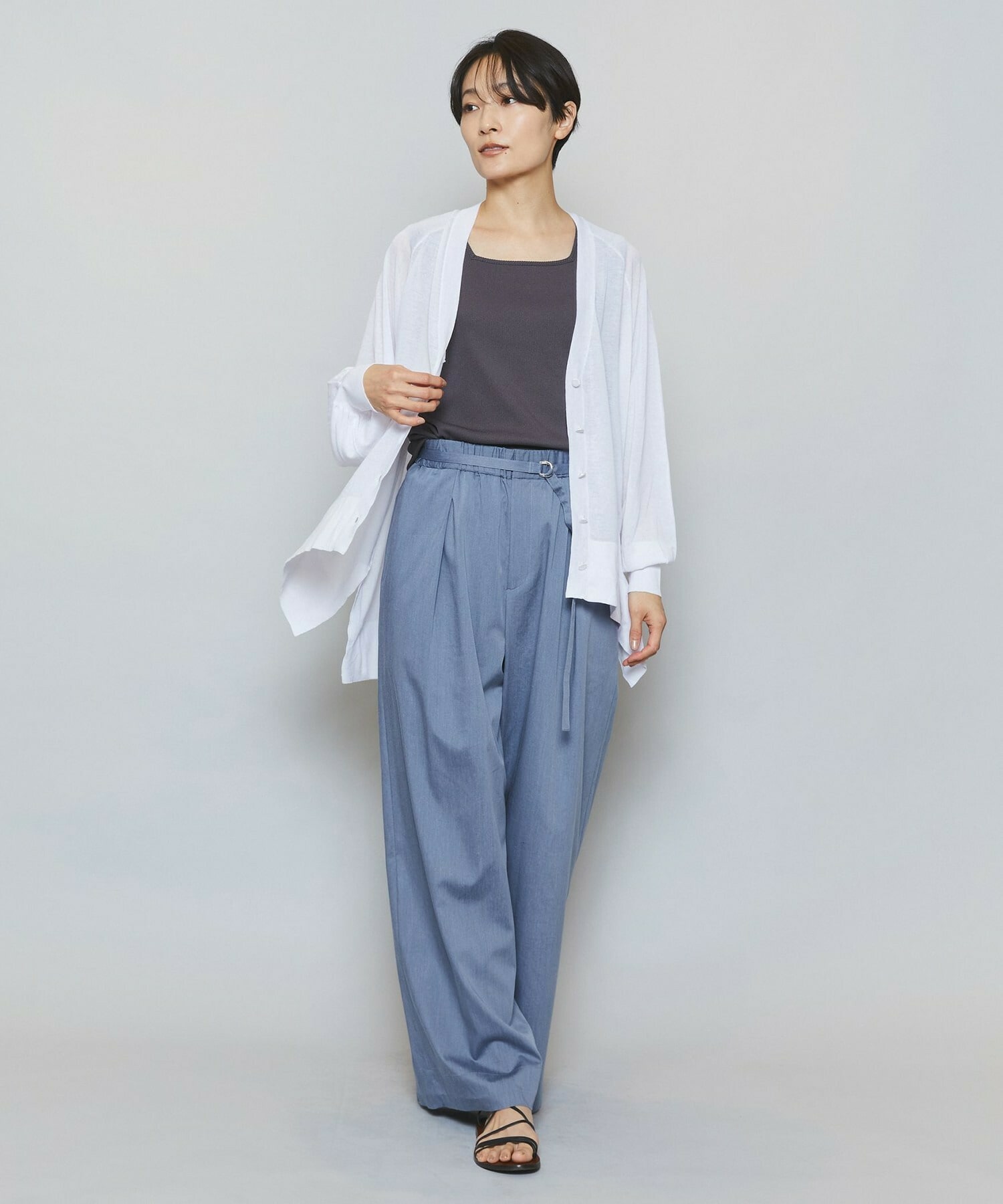 【MOGA】ハイゲージシアーラグランスリーブカーディガン 詳細画像 ブラック 10