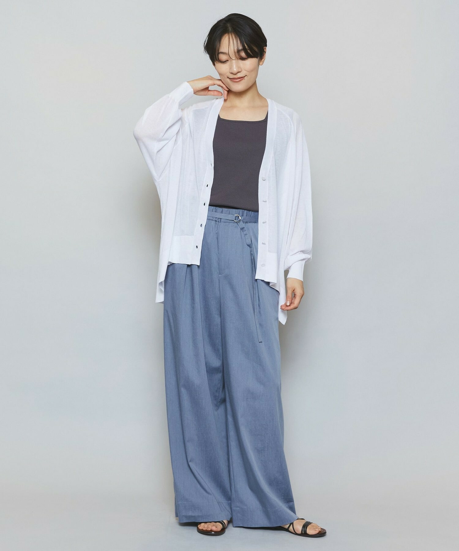 【MOGA】ハイゲージシアーラグランスリーブカーディガン 詳細画像 ブラック 11