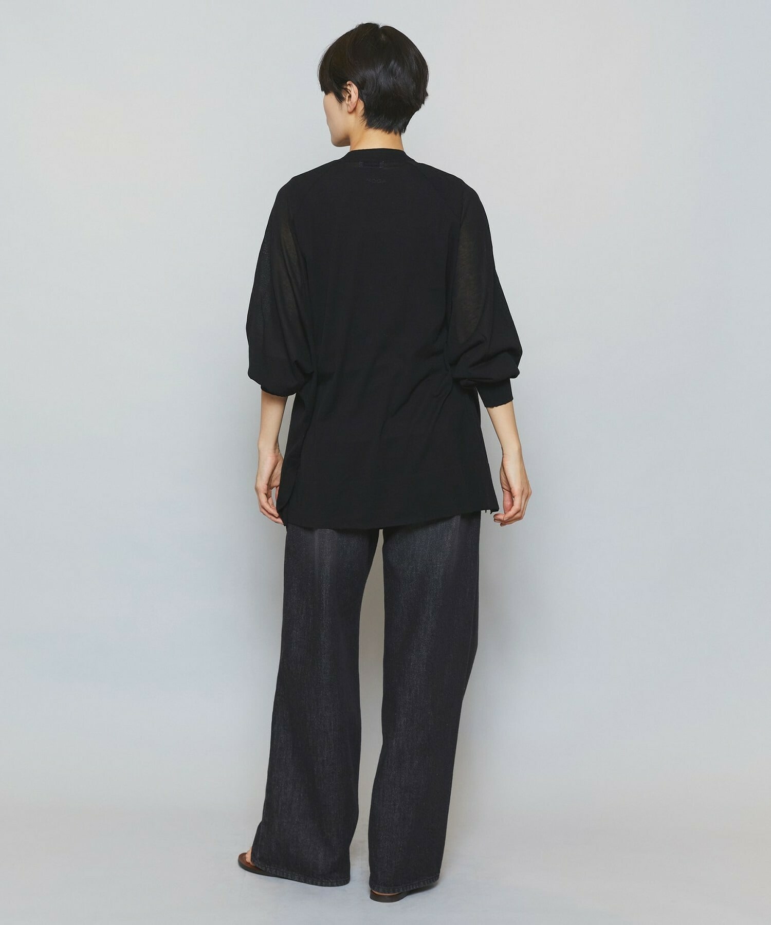 【MOGA】ハイゲージシアーラグランスリーブカーディガン 詳細画像 ブラック 5