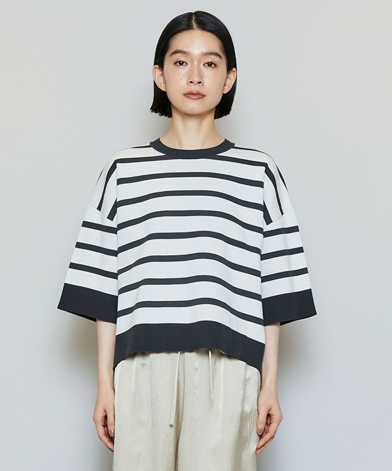 【MOGA】リバーシブルボーダーニットトップス 詳細画像 ホワイト系その他 18