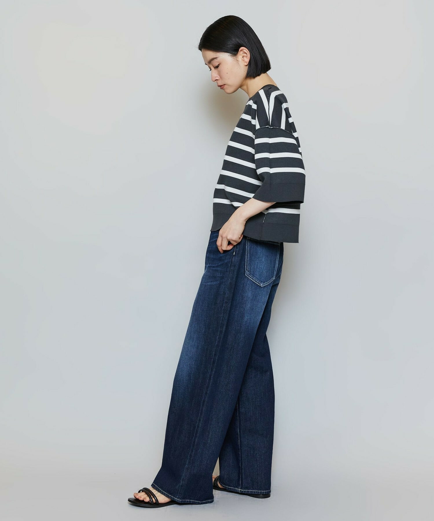 【MOGA】リバーシブルボーダーニットトップス 詳細画像 ホワイト系その他 6