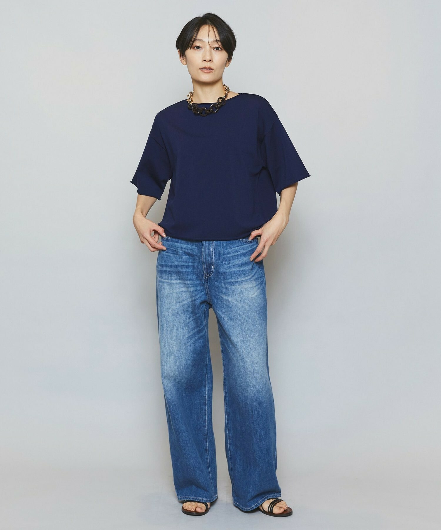 【MOGA】カーリングニットクロップドトップス 詳細画像 ネイビー 1