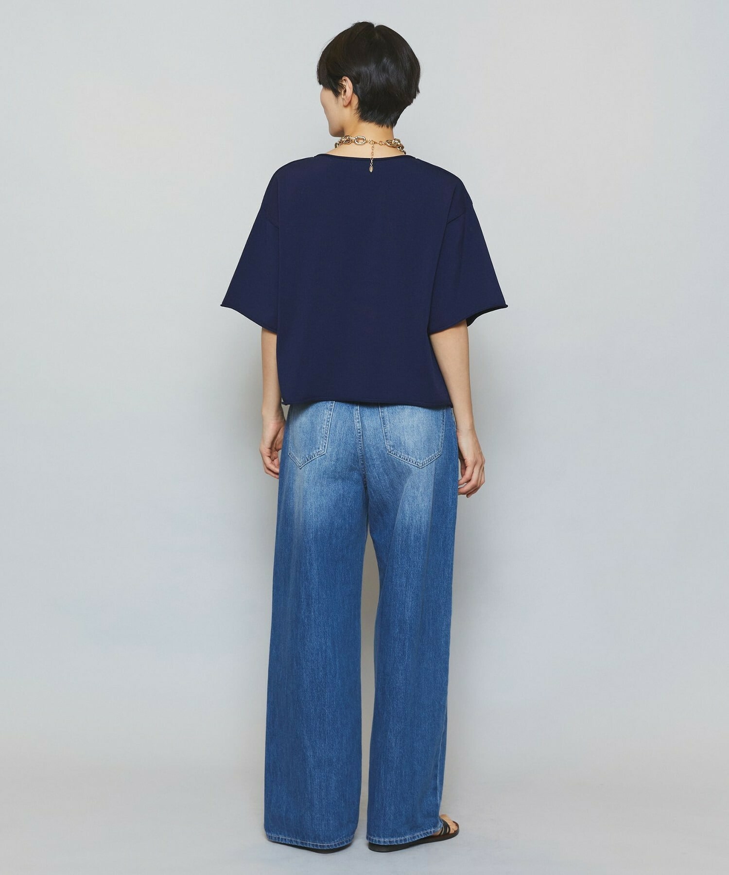 【MOGA】カーリングニットクロップドトップス 詳細画像 ネイビー 4