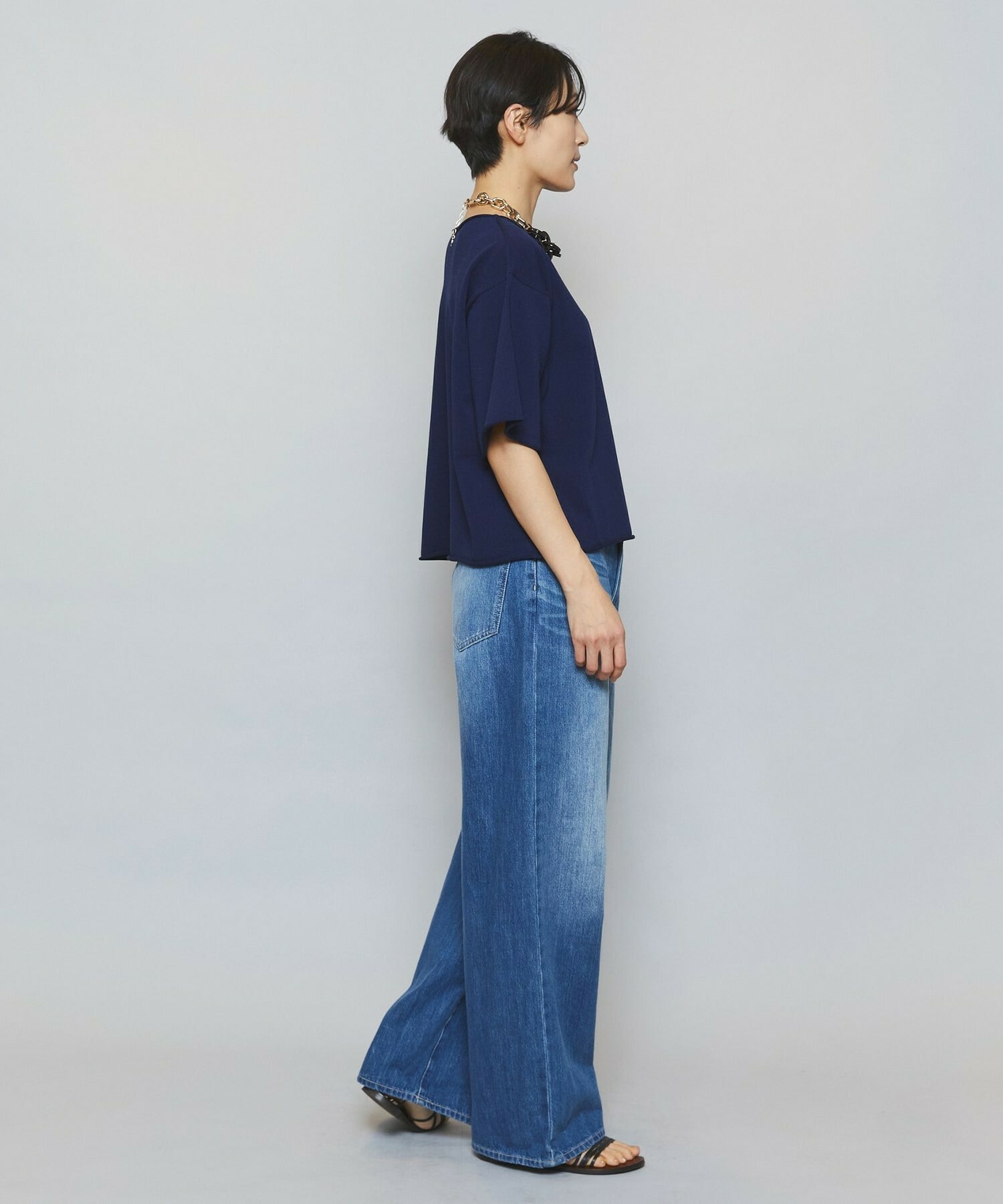 【MOGA】カーリングニットクロップドトップス 詳細画像 ネイビー 6