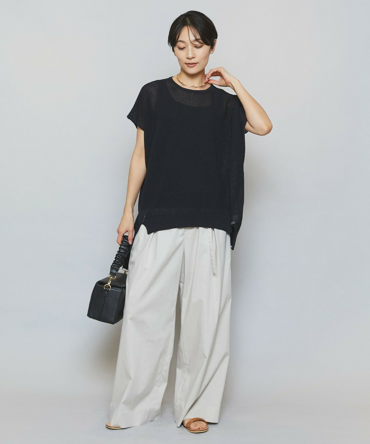 【MOGA】TAKUMIドロップショルダーニット 詳細画像 ブラック 1