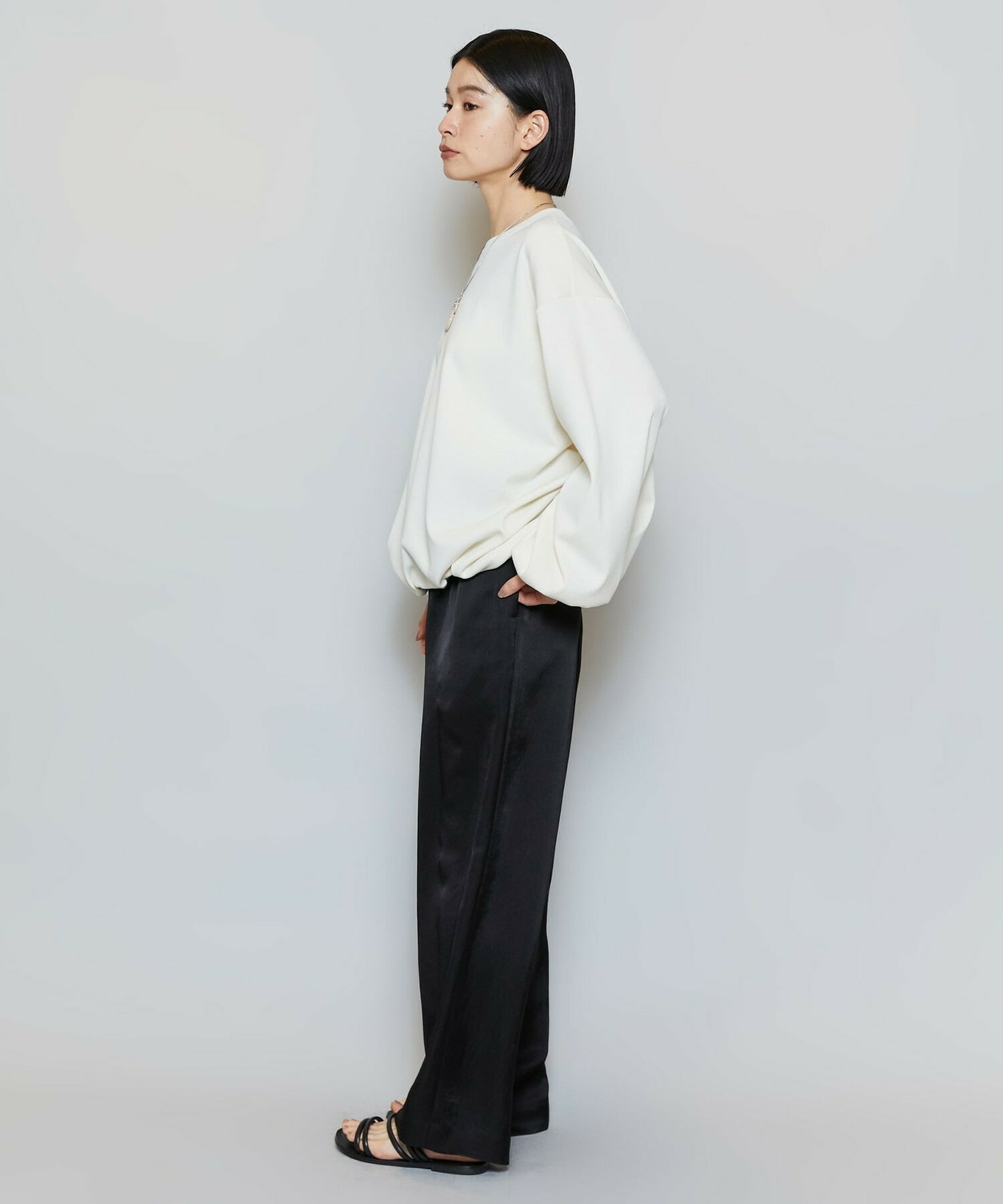 【MOGA】ストレッチフライスギャザータックトップス 詳細画像 ブラック 17