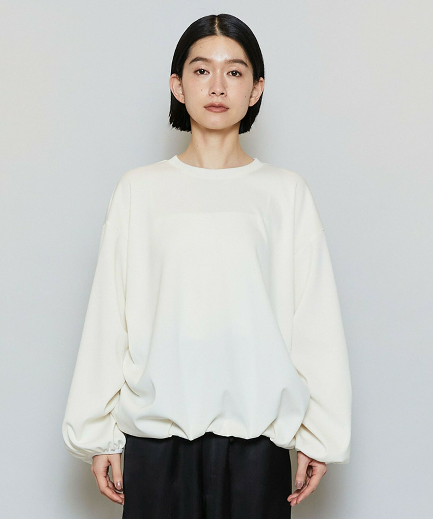 【MOGA】ストレッチフライスギャザータックトップス 詳細画像 ブラック 21