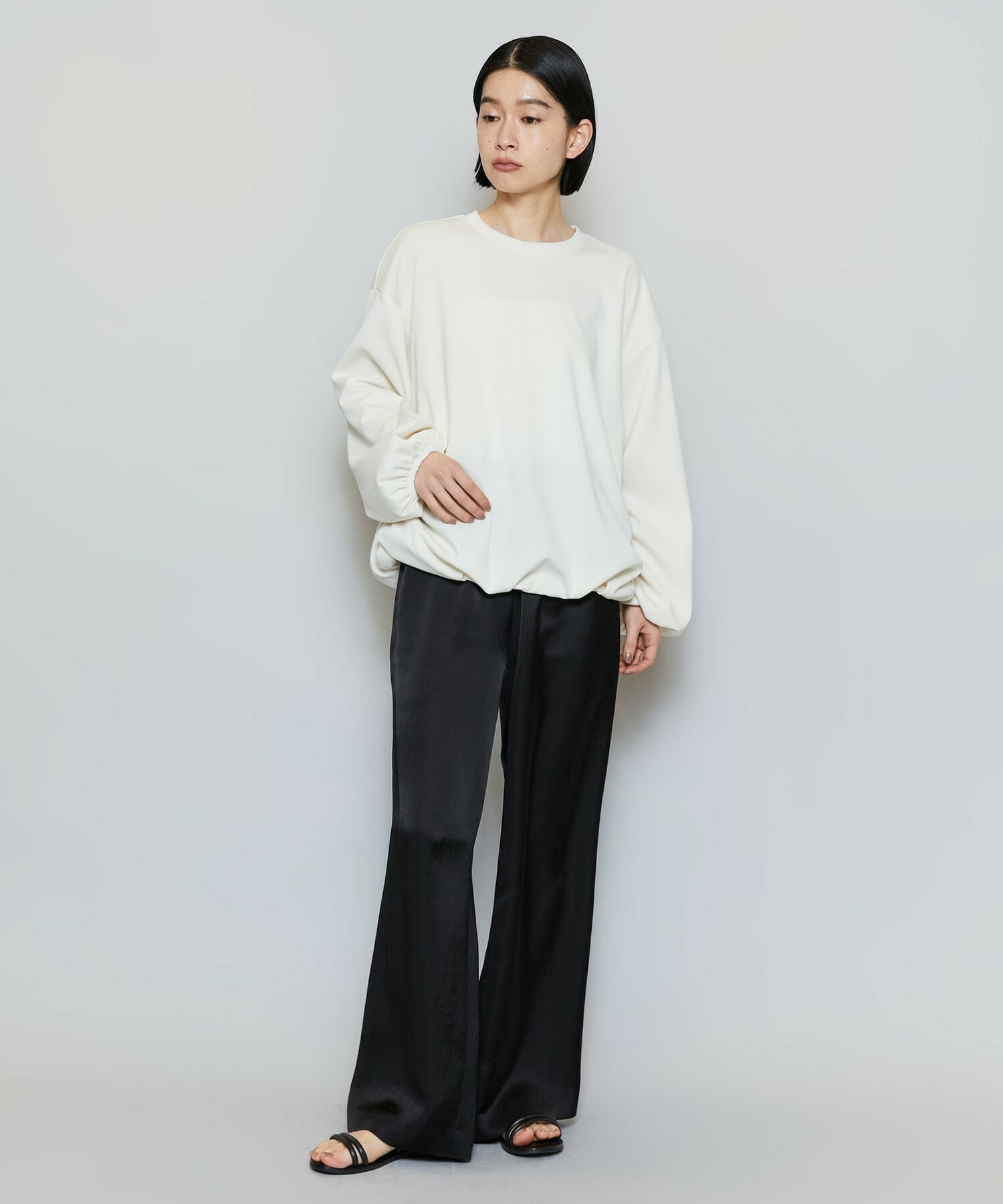 【MOGA】ストレッチフライスギャザータックトップス 詳細画像 ブラック 3