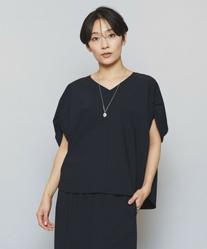 【MOGA】クールトリコットVネックドルマンスリーブトップス 詳細画像 ブラック 1