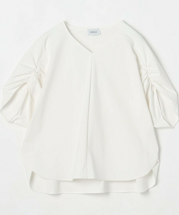 クールトリコットVネックドルマンスリーブトップス 詳細画像 ホワイト 1