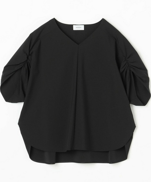 クールトリコットVネックドルマンスリーブトップス 詳細画像 ブラック 2