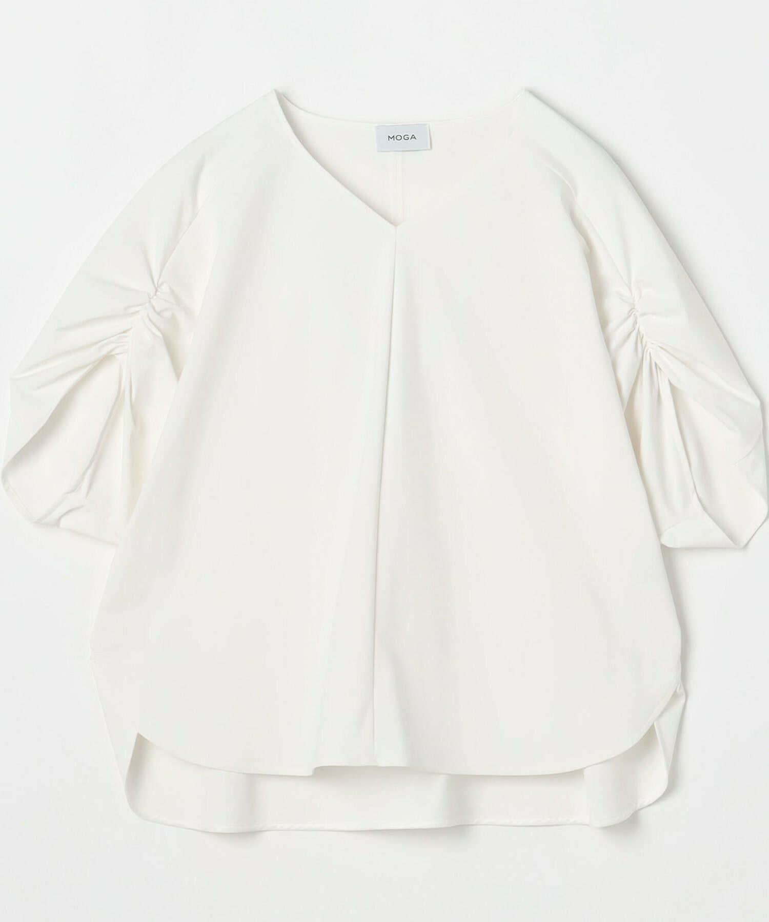 【MOGA】クールトリコットVネックドルマンスリーブトップス 詳細画像 ホワイト 1