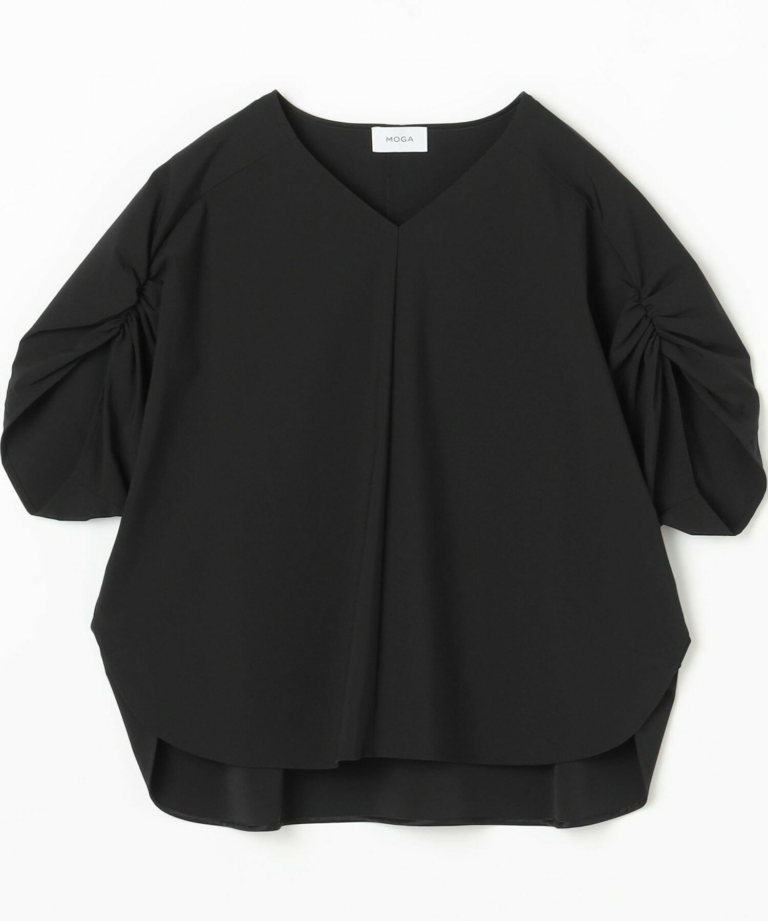 【MOGA】クールトリコットVネックドルマンスリーブトップス 詳細画像 ブラック 2
