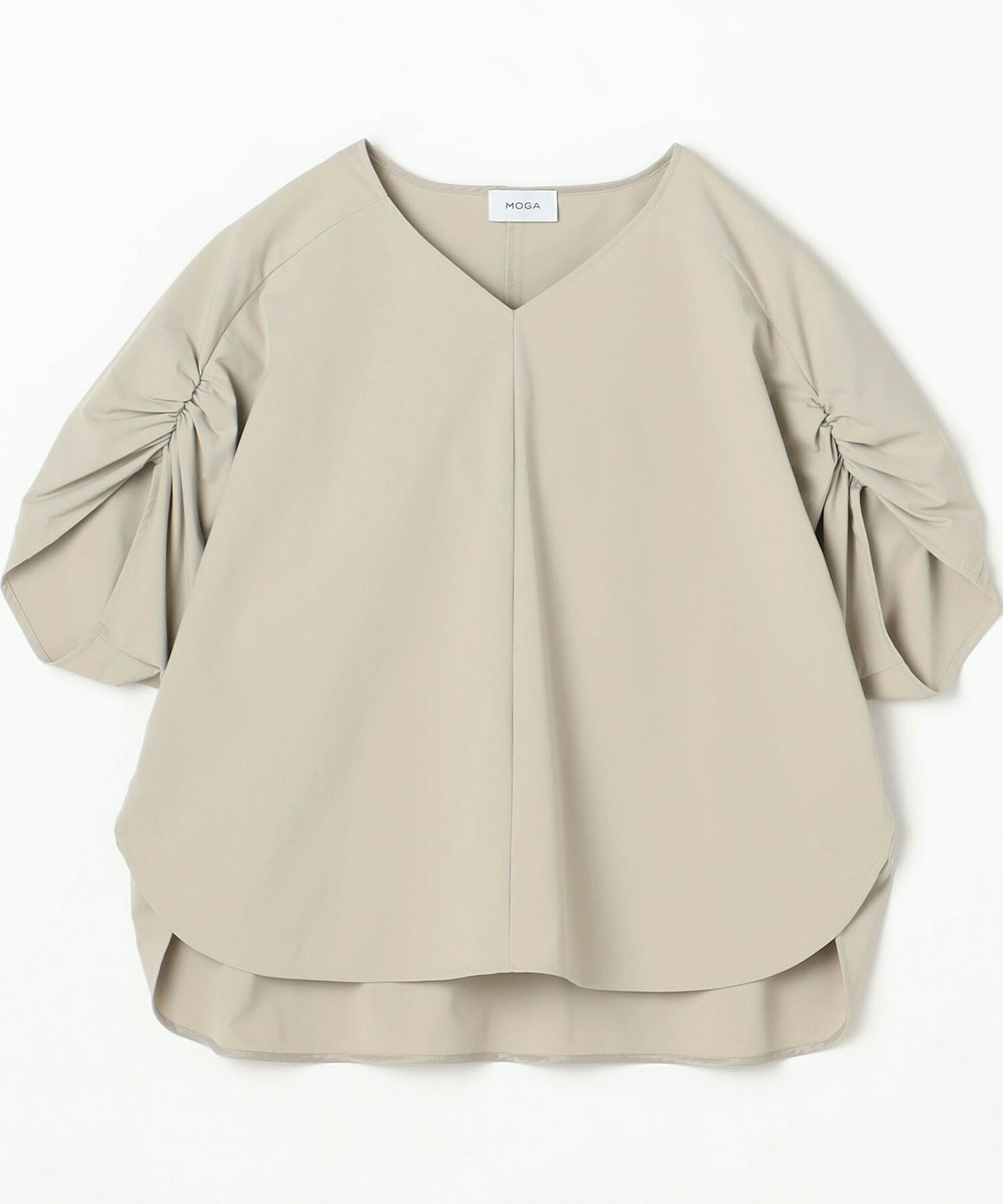 【MOGA】クールトリコットVネックドルマンスリーブトップス 詳細画像 ベージュ 1