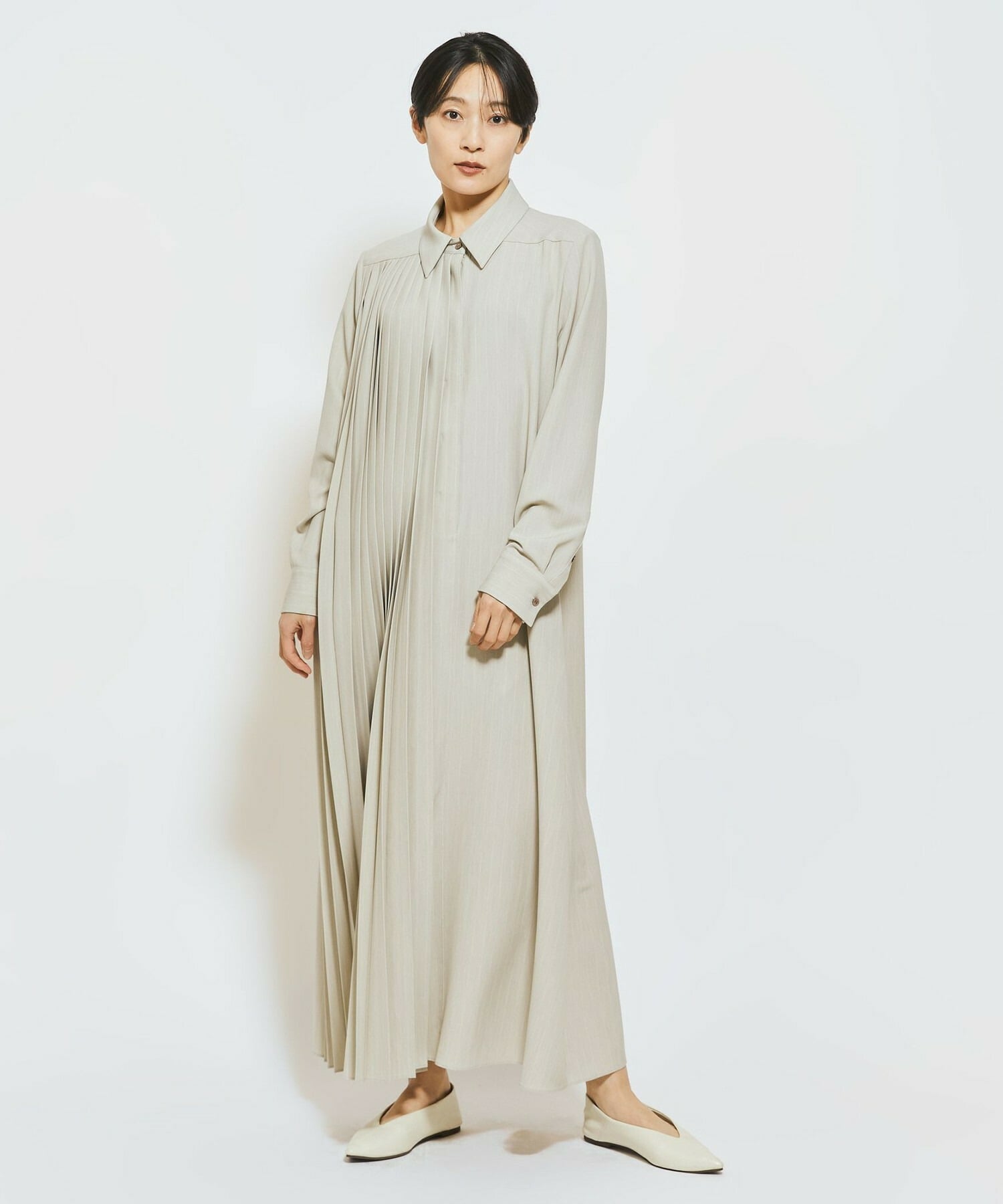 【MOGA Collection】MOGA Collection ストライプアシンメトリープリーツワンピース 詳細画像 ブラック 10