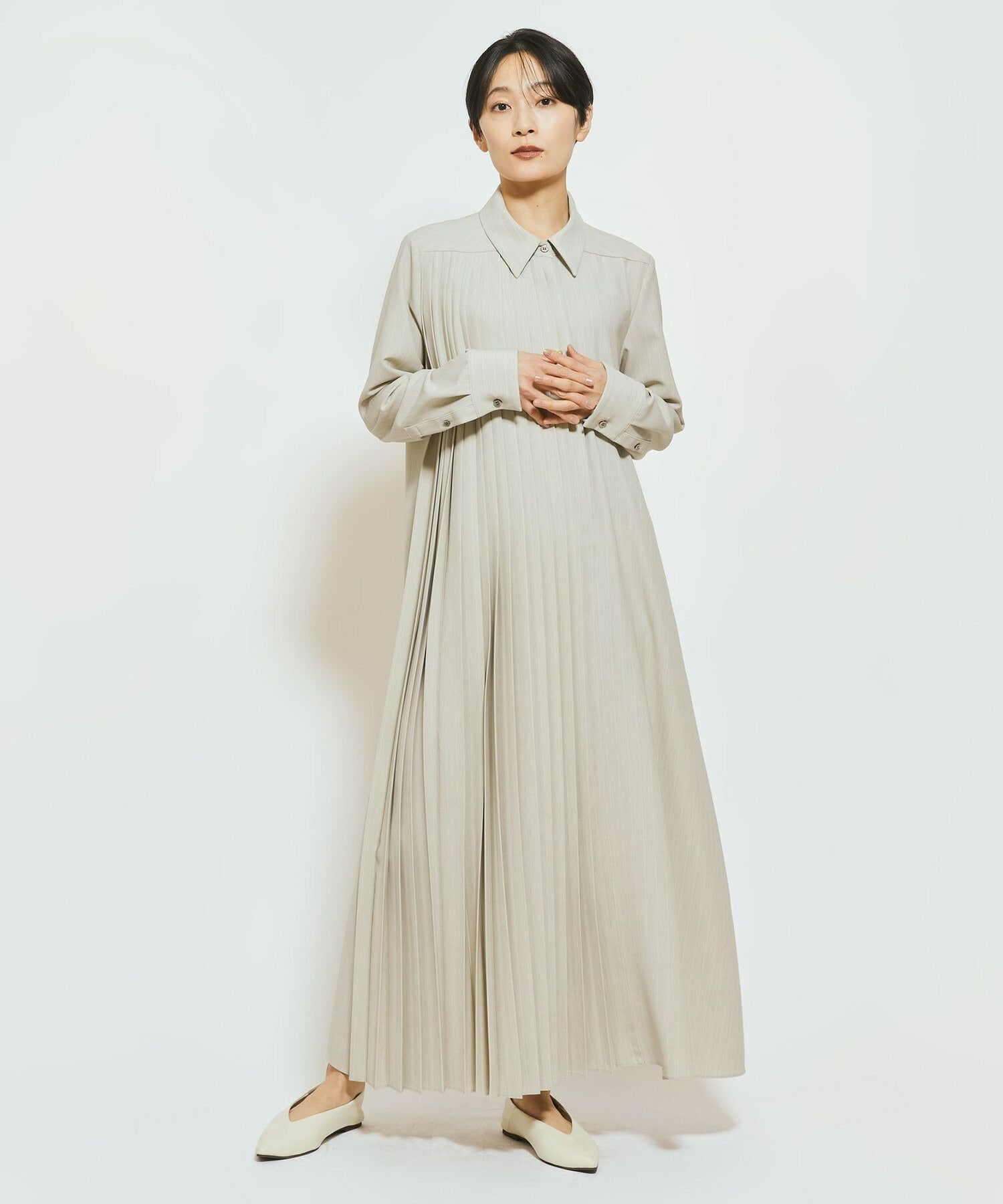 【MOGA Collection】MOGA Collection ストライプアシンメトリープリーツワンピース 詳細画像 ブラック 11