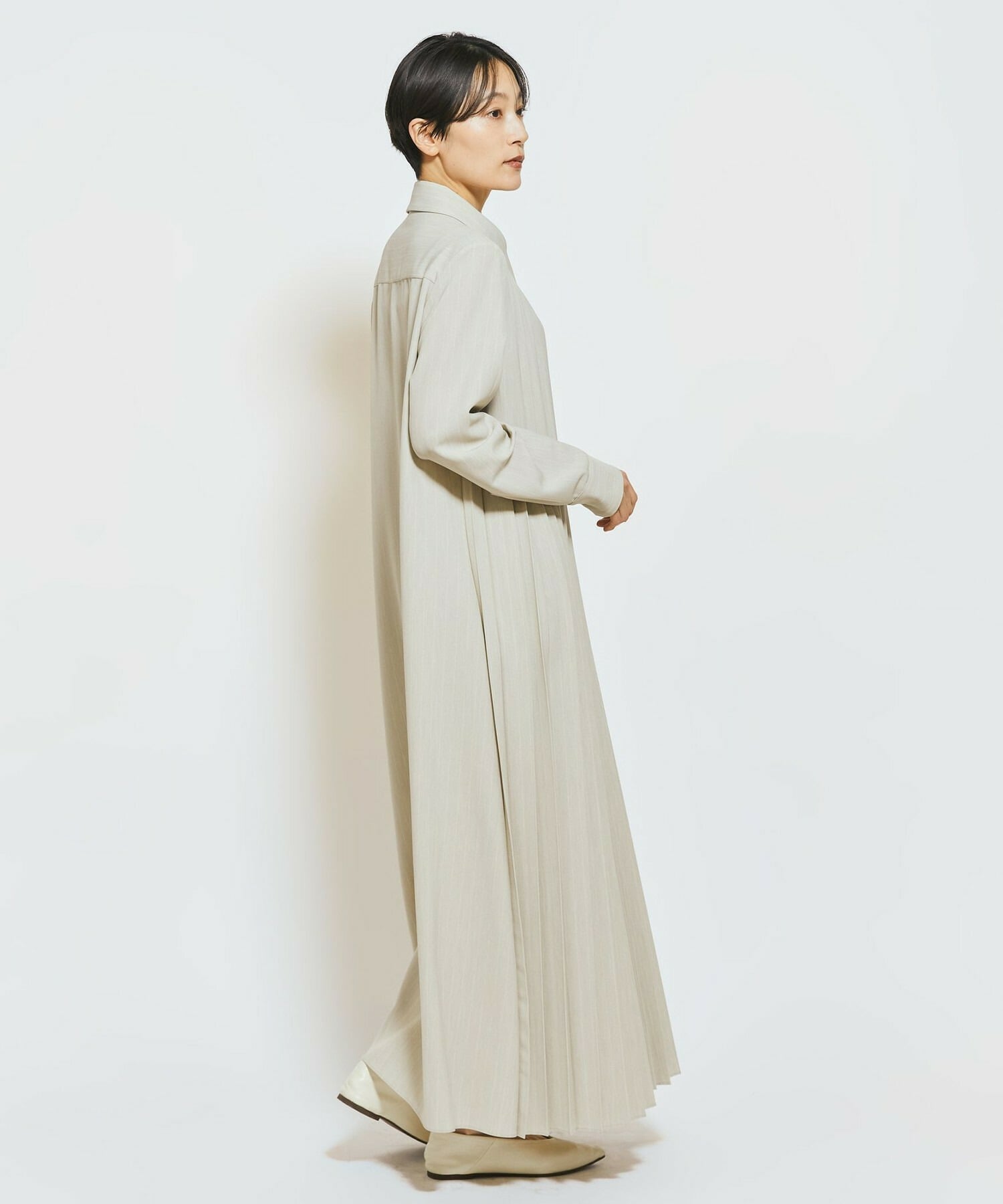 【MOGA Collection】MOGA Collection ストライプアシンメトリープリーツワンピース 詳細画像 ブラック 15