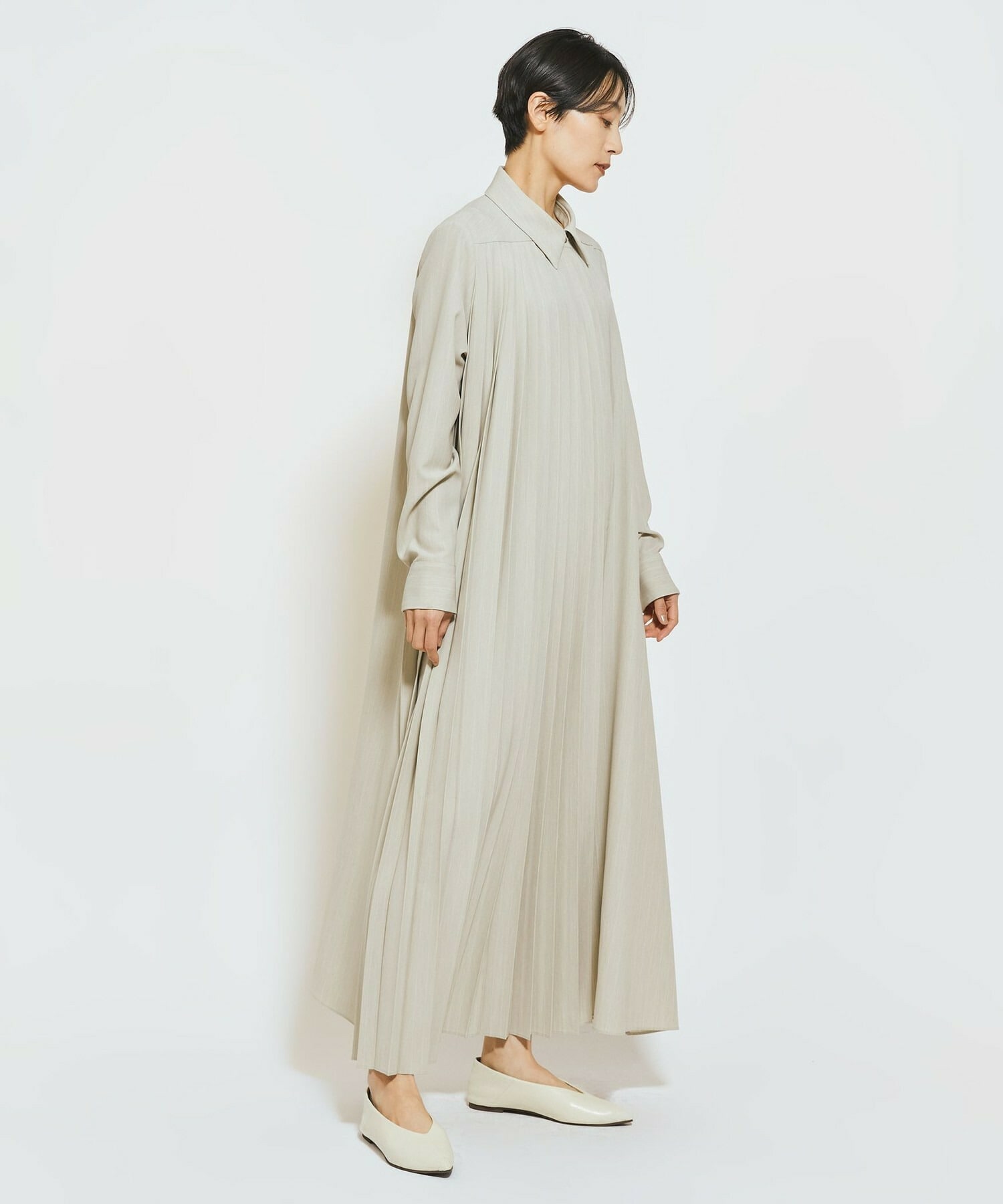 【MOGA Collection】MOGA Collection ストライプアシンメトリープリーツワンピース 詳細画像 ブラック 16