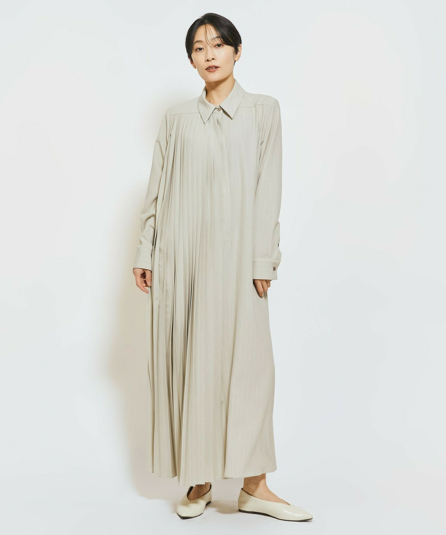 【MOGA Collection】MOGA Collection ストライプアシンメトリープリーツワンピース 詳細画像 ブラック 17