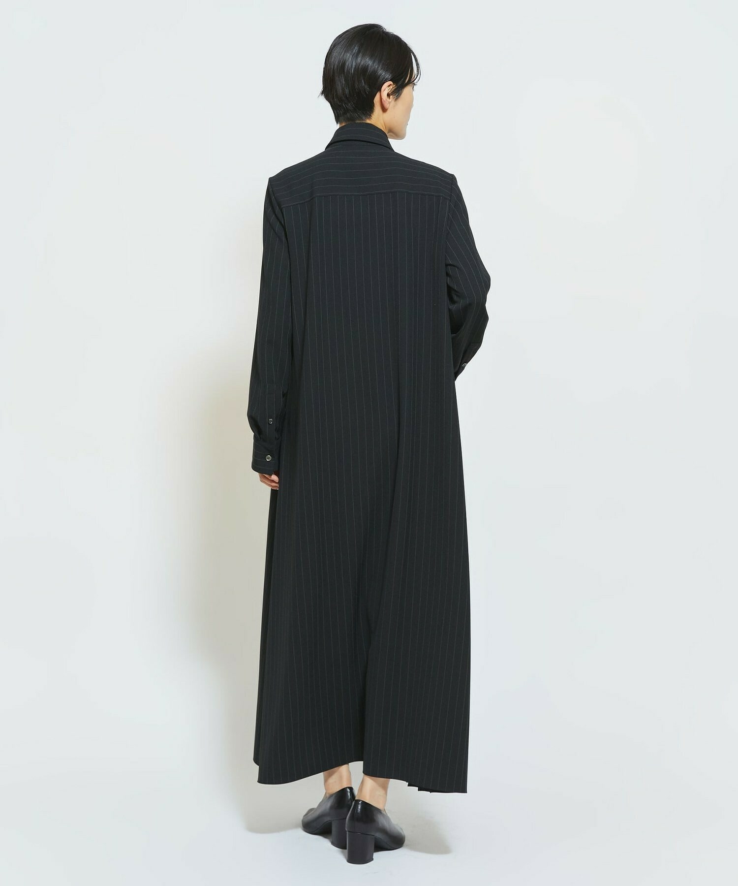 【MOGA Collection】MOGA Collection ストライプアシンメトリープリーツワンピース 詳細画像 ブラック 6