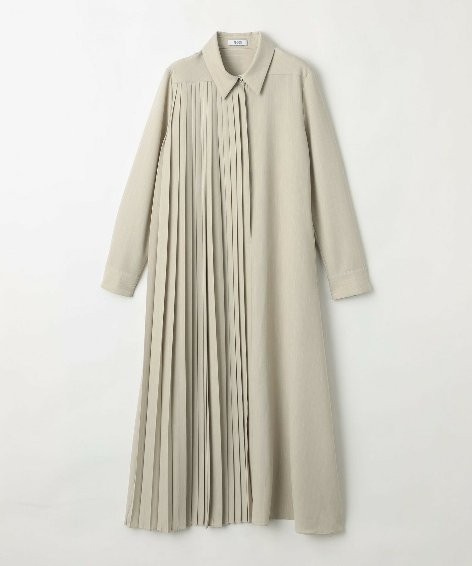 【MOGA Collection】MOGA Collection ストライプアシンメトリープリーツワンピース 詳細画像 ベージュ 2