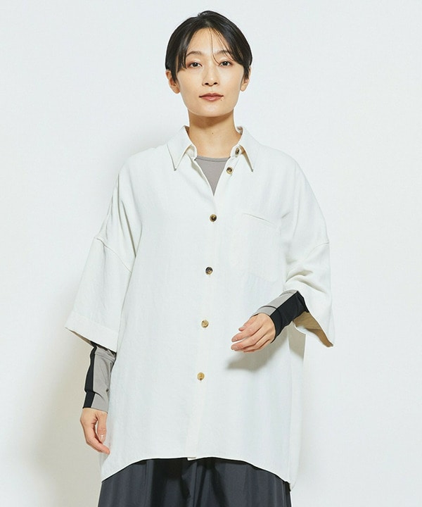 MOGA Collection アセテートギャバシャツブルゾンMOGA Collection アセテートギャバシャツブルゾン