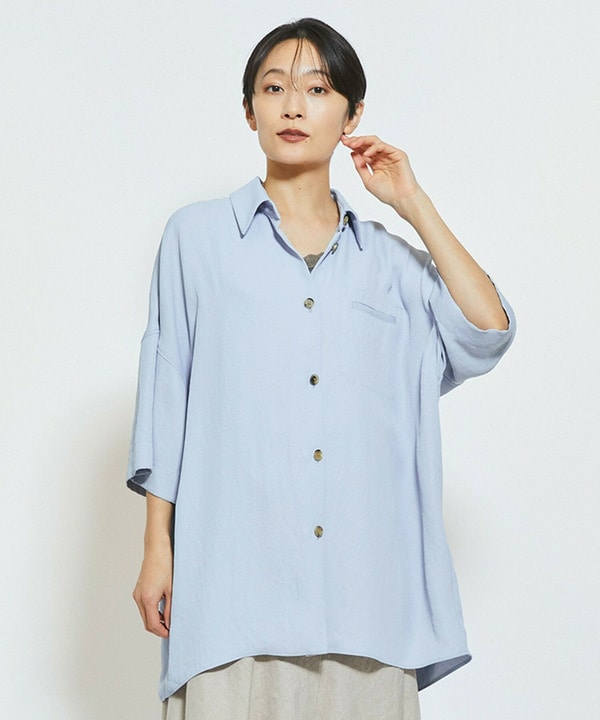 MOGA Collection アセテートギャバシャツブルゾン 詳細画像 サックスブルー 1