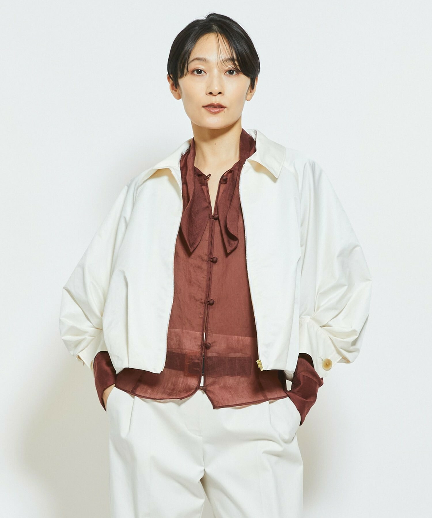 【MOGA Collection】MOGA Collection ECO NAT TWILLショートブルゾン 詳細画像 オフホワイト 1