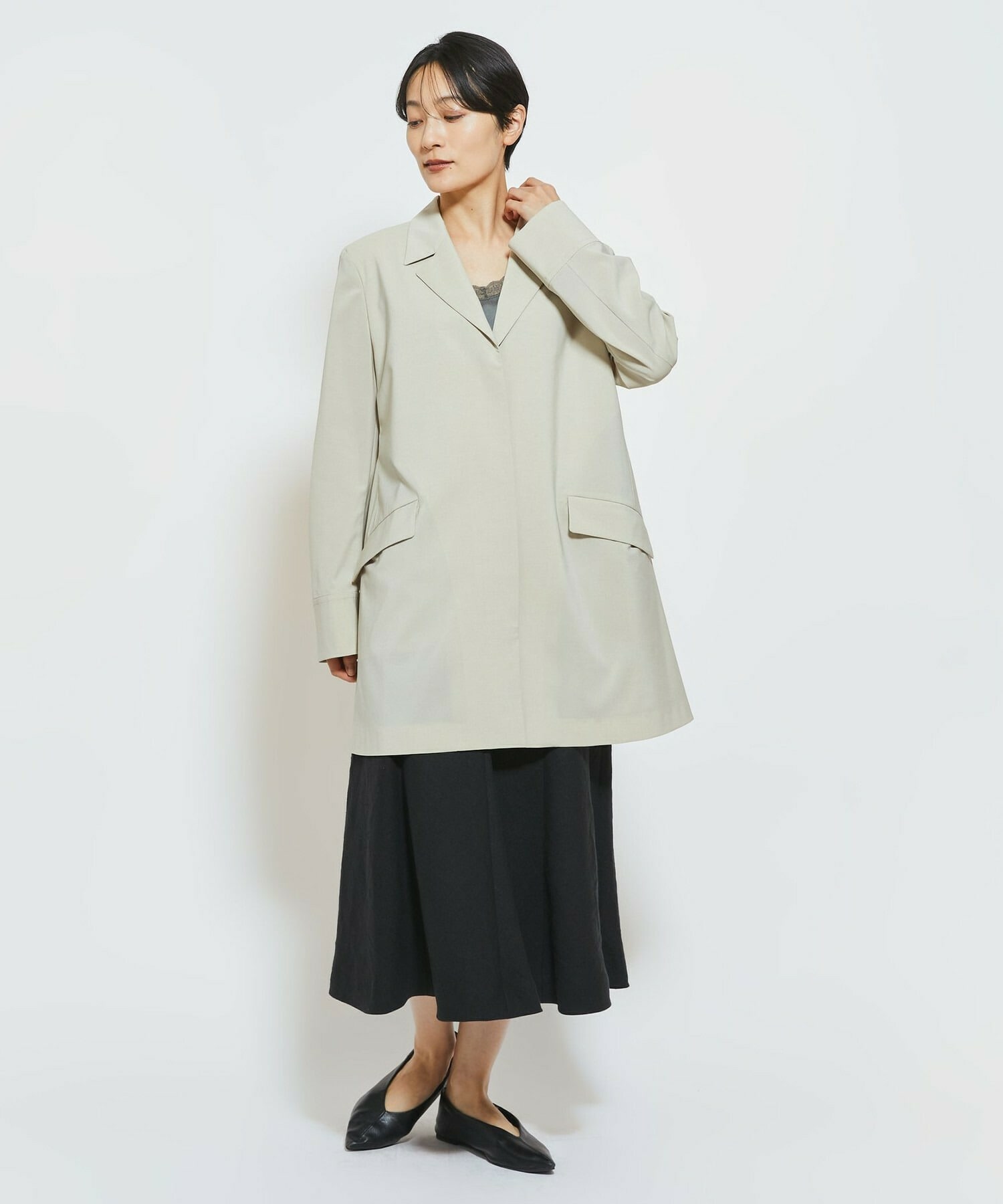 【MOGA Collection】MOGA Collection Cu/Pメランジロングジャケット 詳細画像 ブラック 10