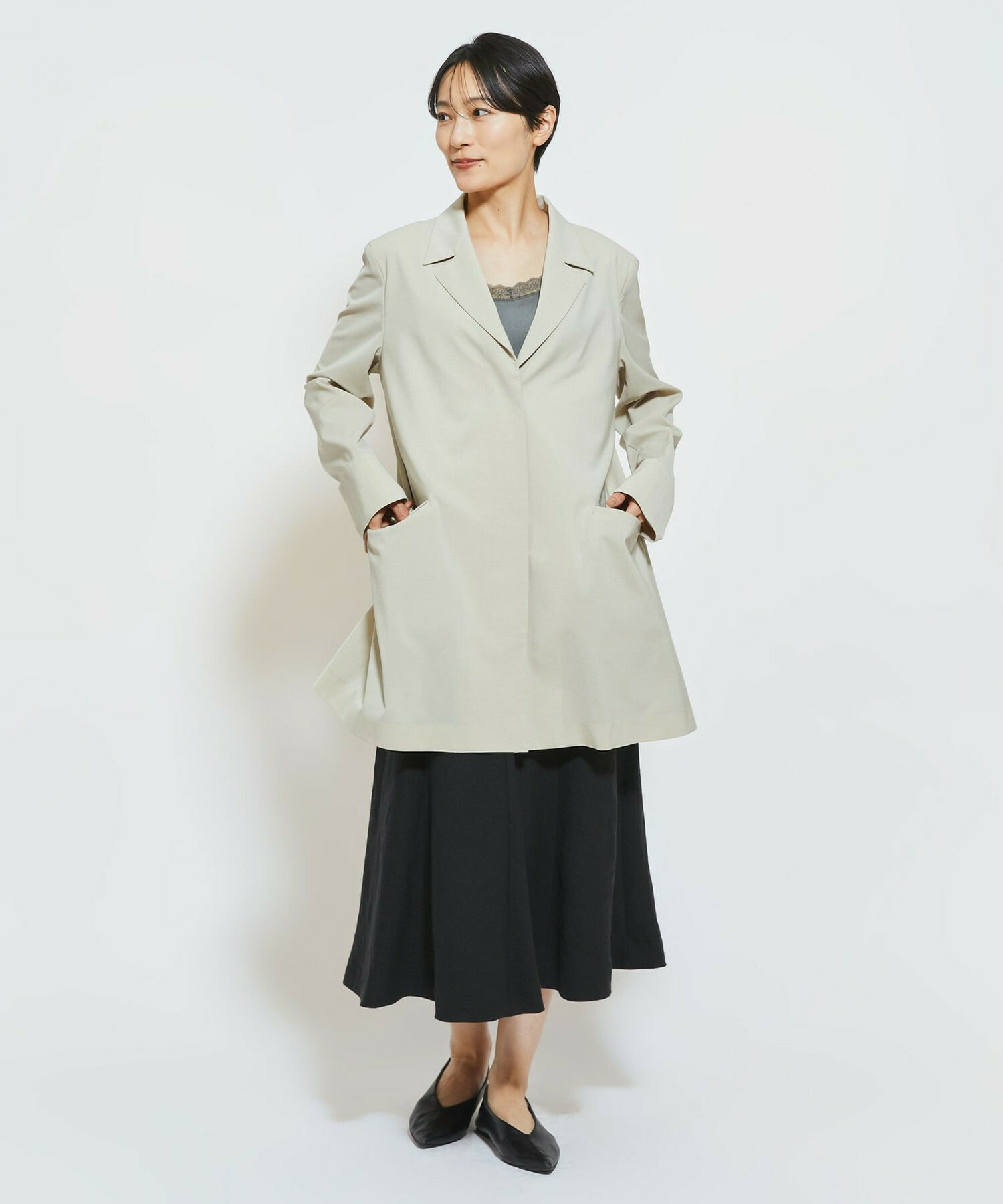 【MOGA Collection】MOGA Collection Cu/Pメランジロングジャケット 詳細画像 ブラック 16