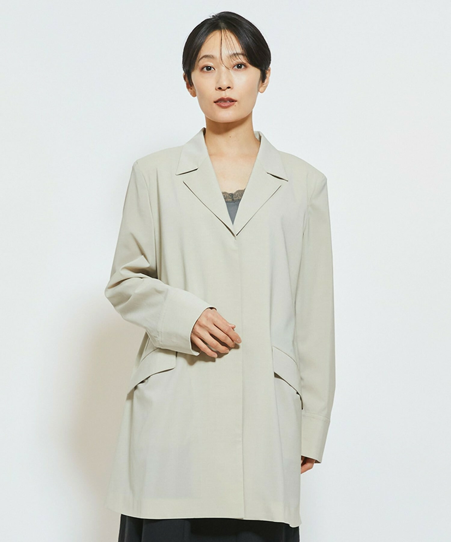 【MOGA Collection】MOGA Collection Cu/Pメランジロングジャケット 詳細画像 ベージュ 1