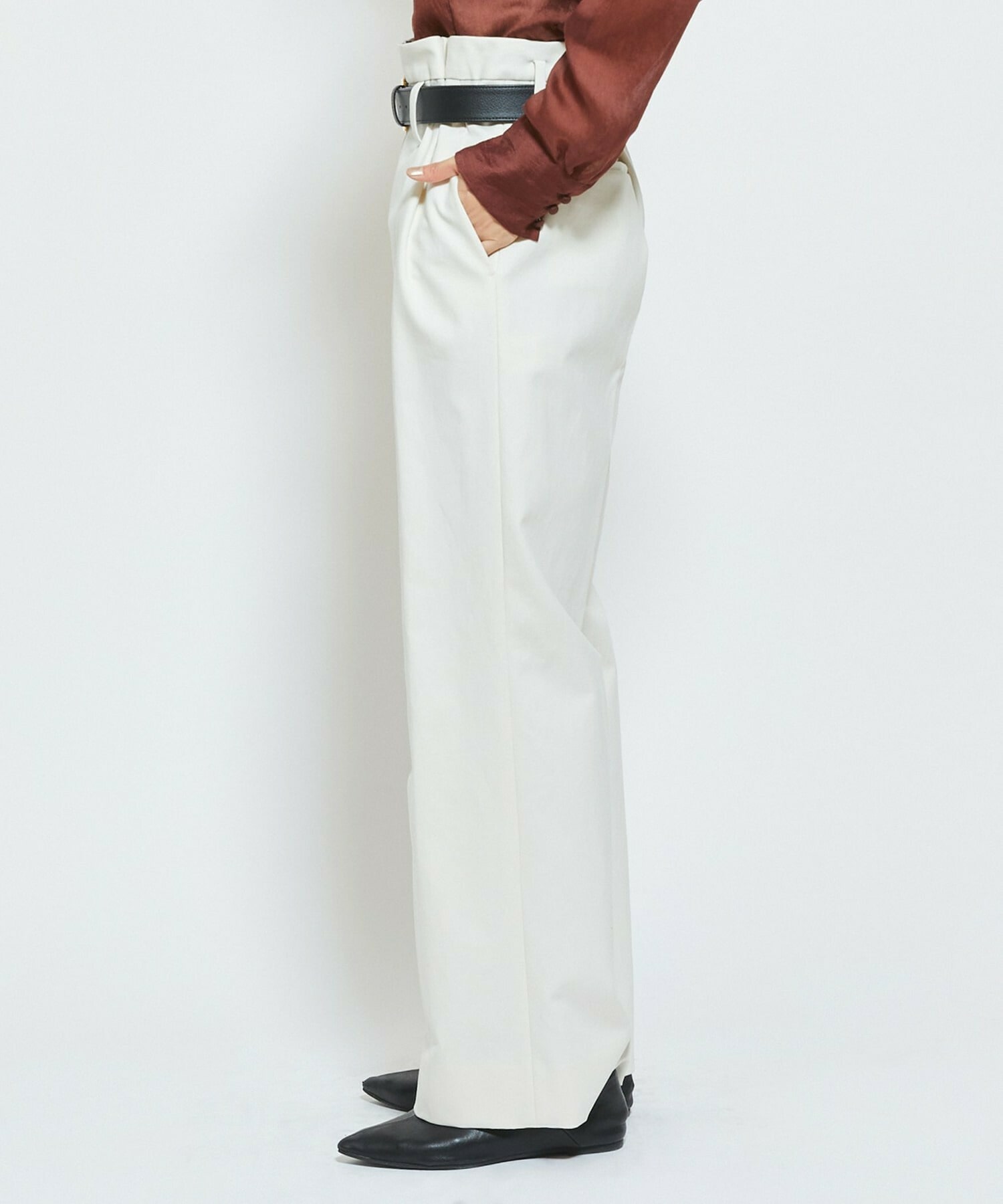【MOGA Collection】MOGA Collection ダブルクロスストレッチベルト付きパンツ 詳細画像 ブラック 21