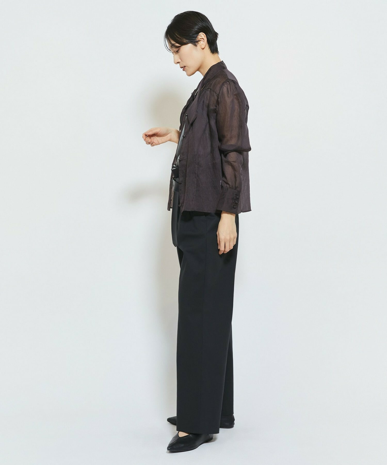 【MOGA Collection】MOGA Collection ダブルクロスストレッチベルト付きパンツ 詳細画像 ブラック 5