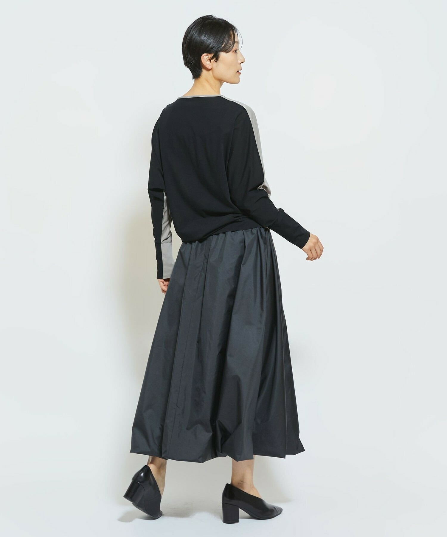 【MOGA Collection】MOGA Collection フレスカジャージードルマンスリーブカットソー 詳細画像 グレー&times;ブラック 16