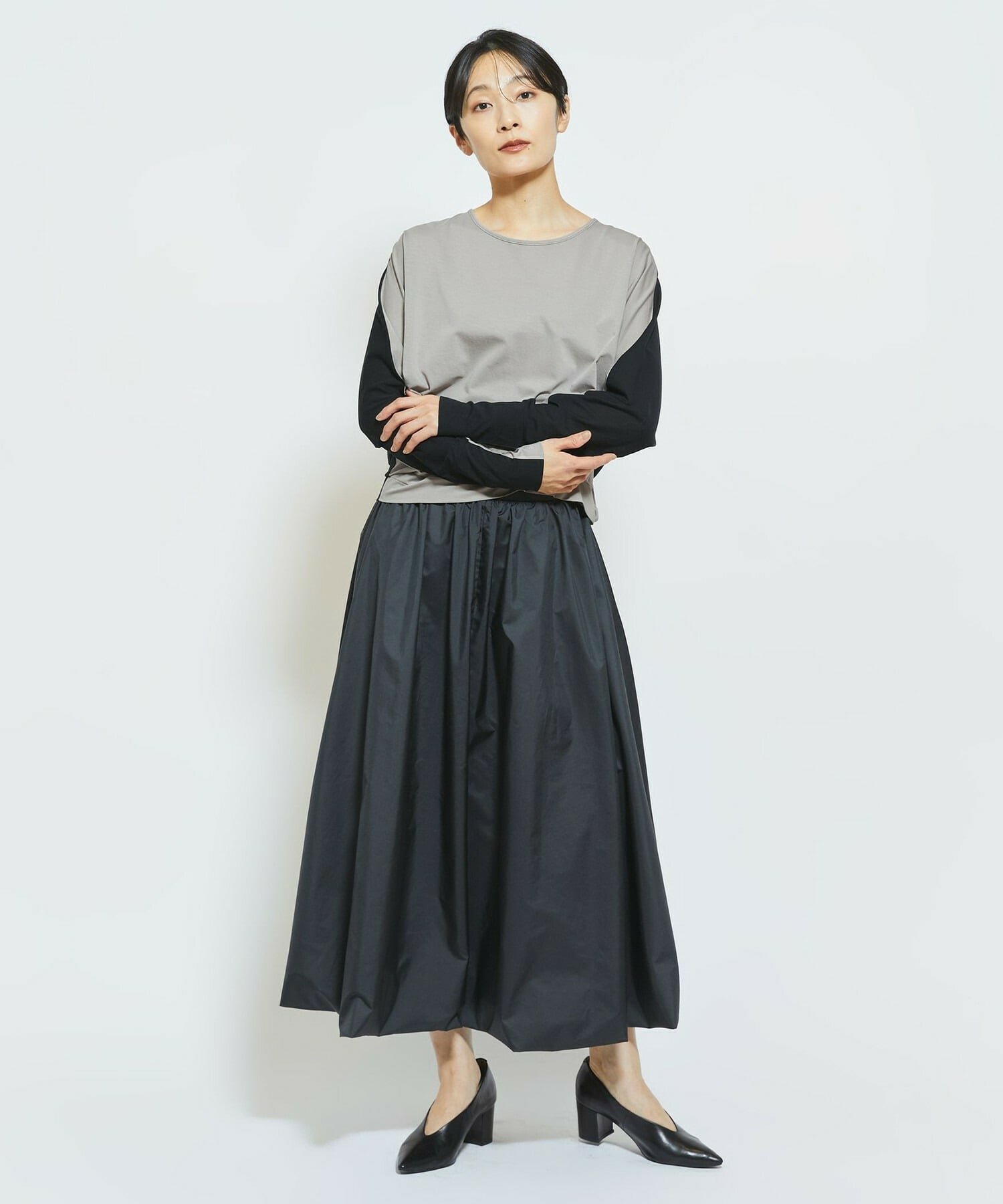 【MOGA Collection】MOGA Collection フレスカジャージードルマンスリーブカットソー 詳細画像 グレー&times;ブラック 20