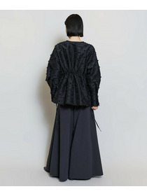 【MOGA】リボンテープジャガードブラウス 詳細画像 ブラック 7