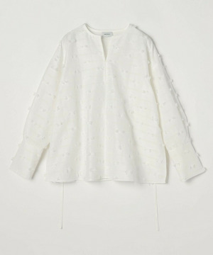 【MOGA】リボンテープジャガードブラウス 詳細画像 ホワイト 2