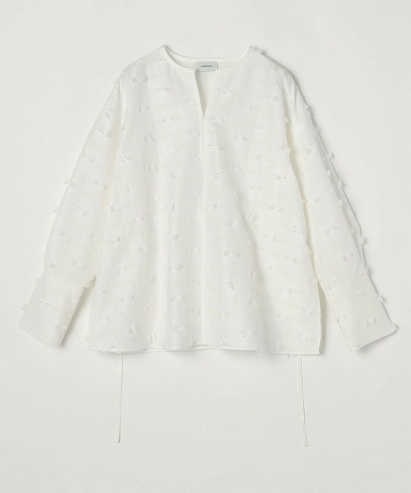 リボンテープジャガードブラウス 詳細画像 ホワイト 2