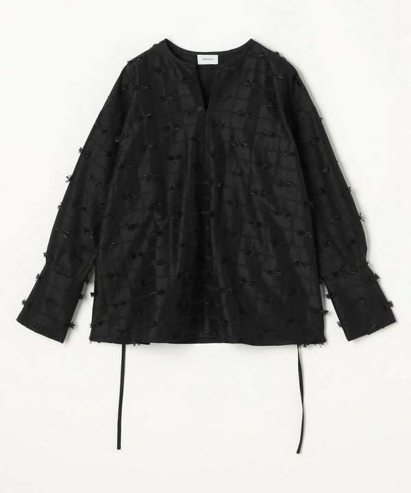 リボンテープジャガードブラウス 詳細画像 ブラック 2