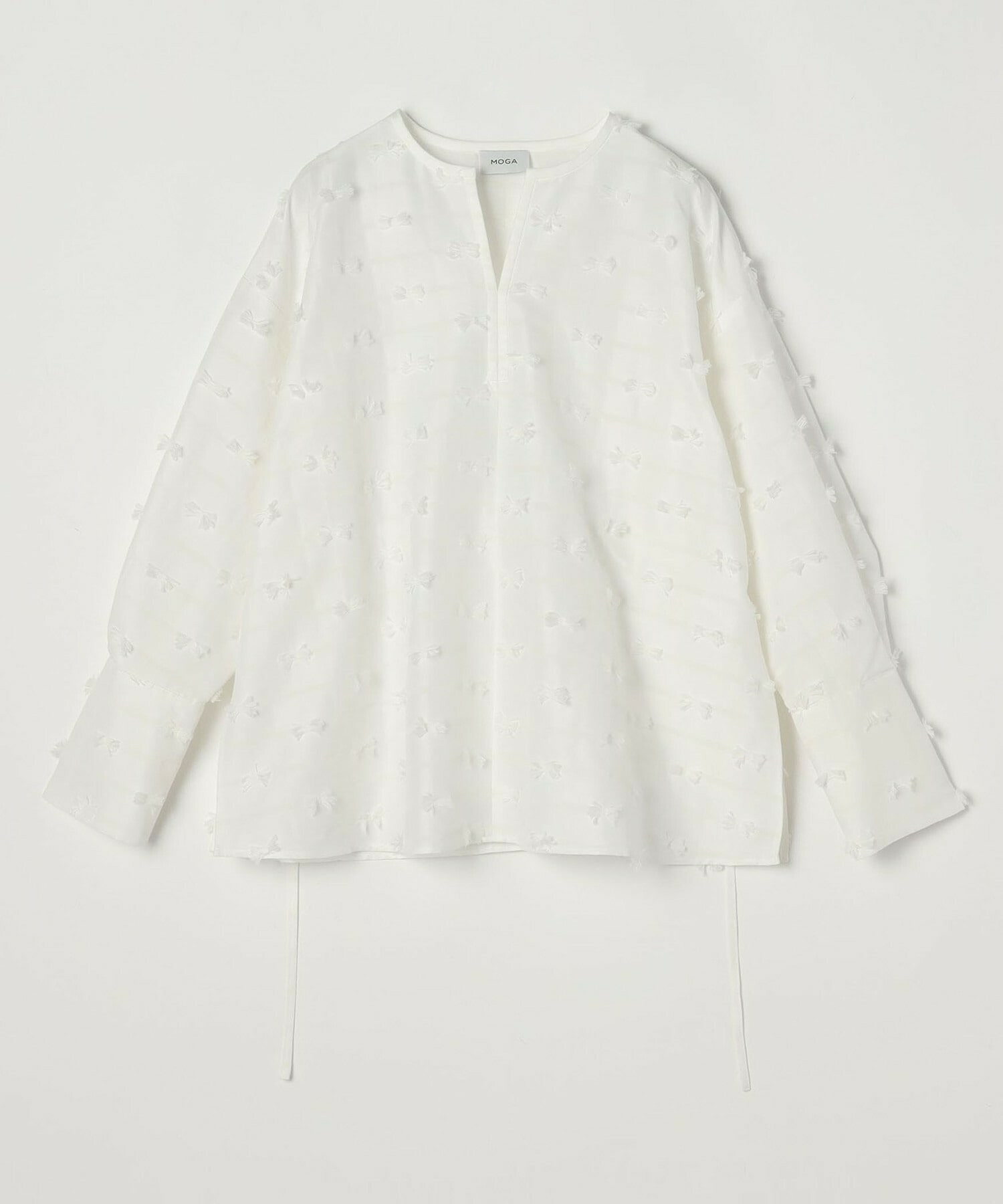【MOGA】リボンテープジャガードブラウス 詳細画像 ホワイト 2