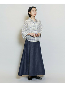 【MOGA】コットンシルクチェックシャツブラウス 詳細画像 オフホワイト 10