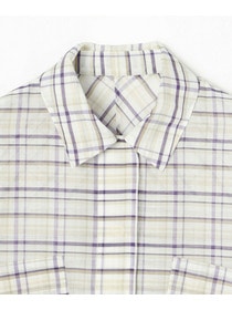 【MOGA】コットンシルクチェックシャツブラウス 詳細画像 オフホワイト 26