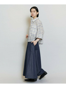 【MOGA】コットンシルクチェックシャツブラウス 詳細画像 オフホワイト 6