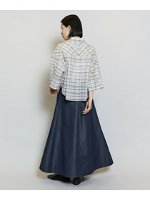 【MOGA】コットンシルクチェックシャツブラウス 詳細画像 オフホワイト 7