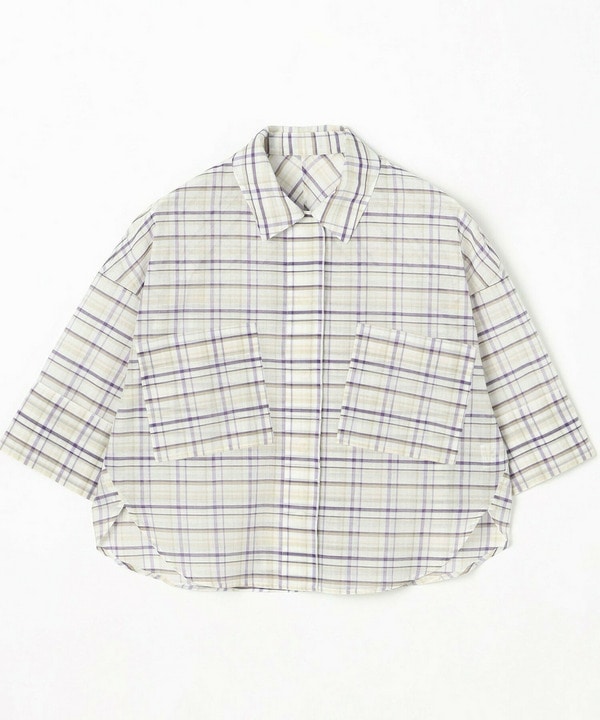 コットンシルクチェックシャツブラウス 詳細画像 オフホワイト 2