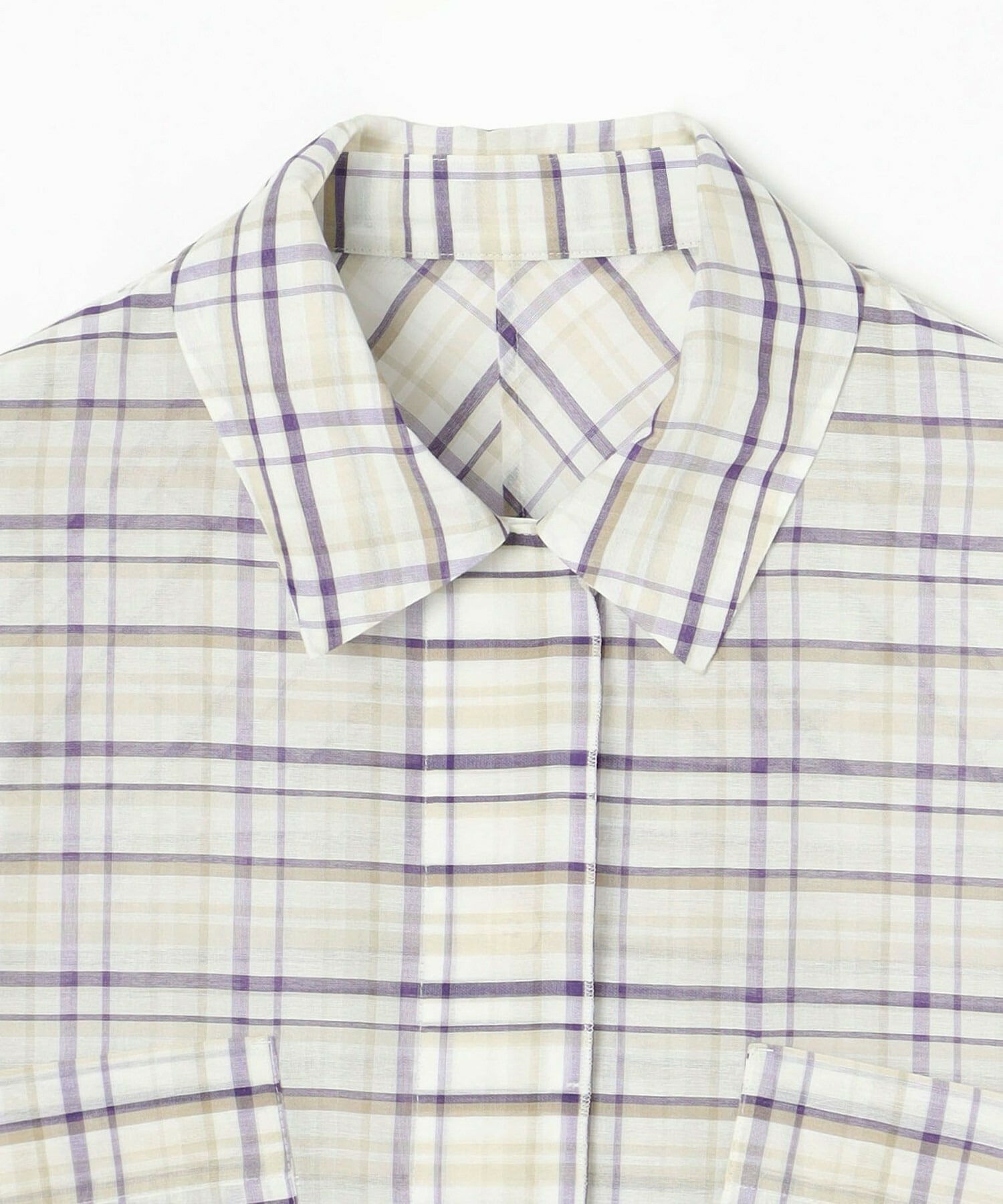 【MOGA】コットンシルクチェックシャツブラウス 詳細画像 オフホワイト 26