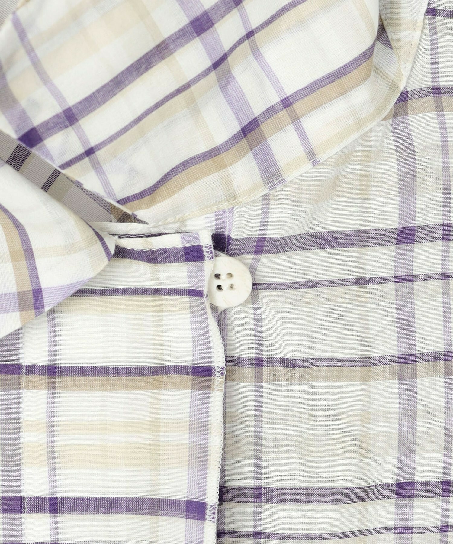 【MOGA】コットンシルクチェックシャツブラウス 詳細画像 オフホワイト 27