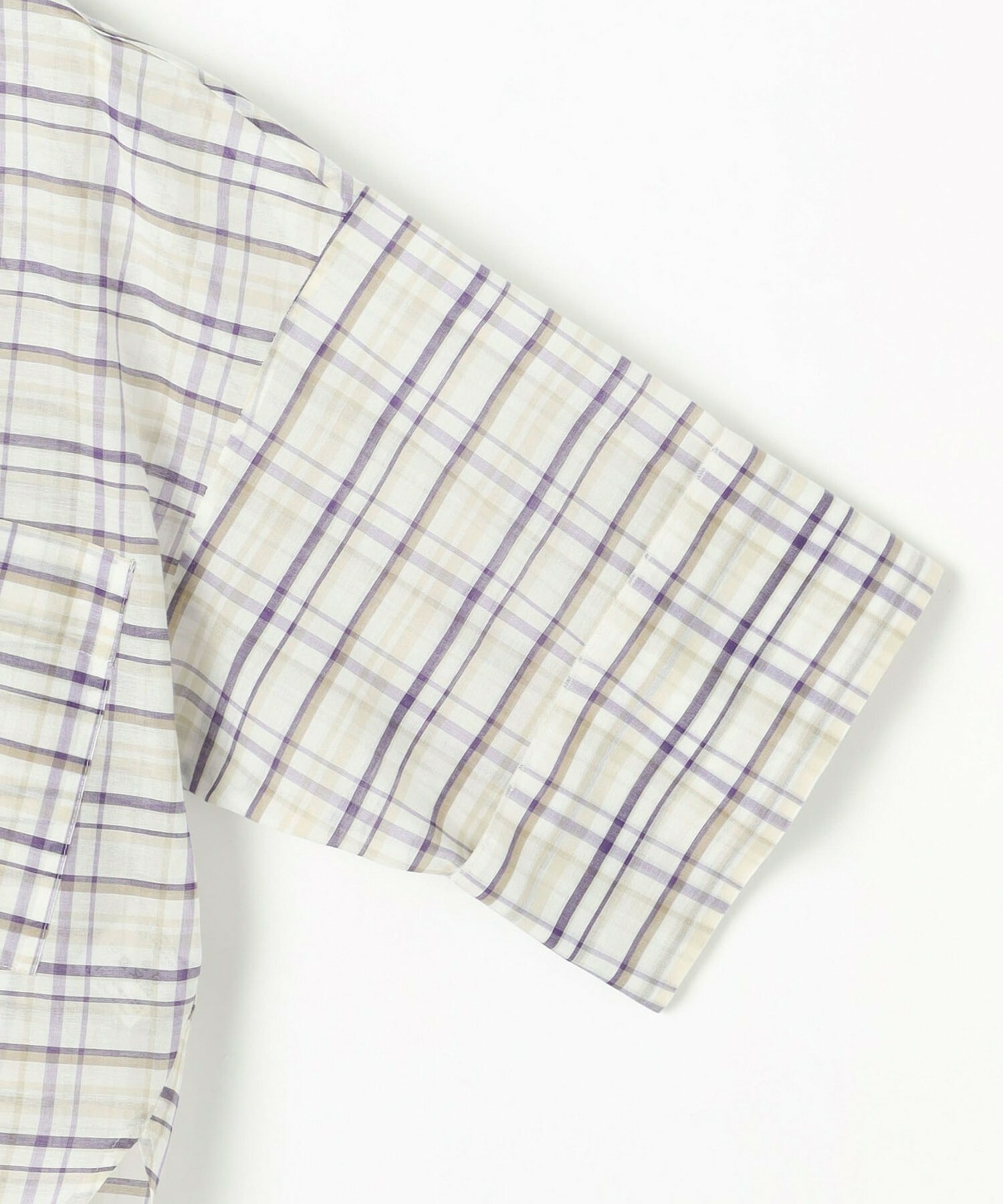 【MOGA】コットンシルクチェックシャツブラウス 詳細画像 オフホワイト 28